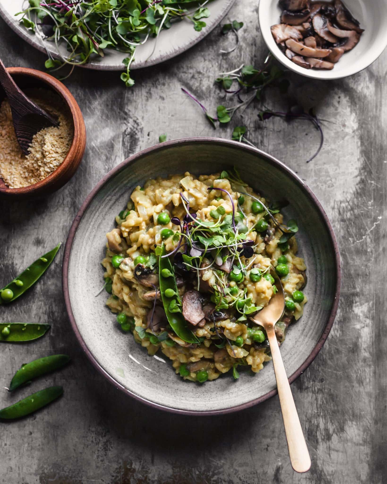 Spring Pea Mushroom Risotto