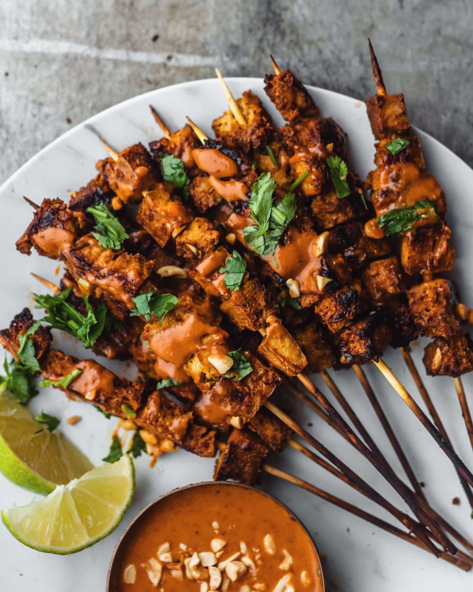 Baked Tofu Satay with Peanut Sauce