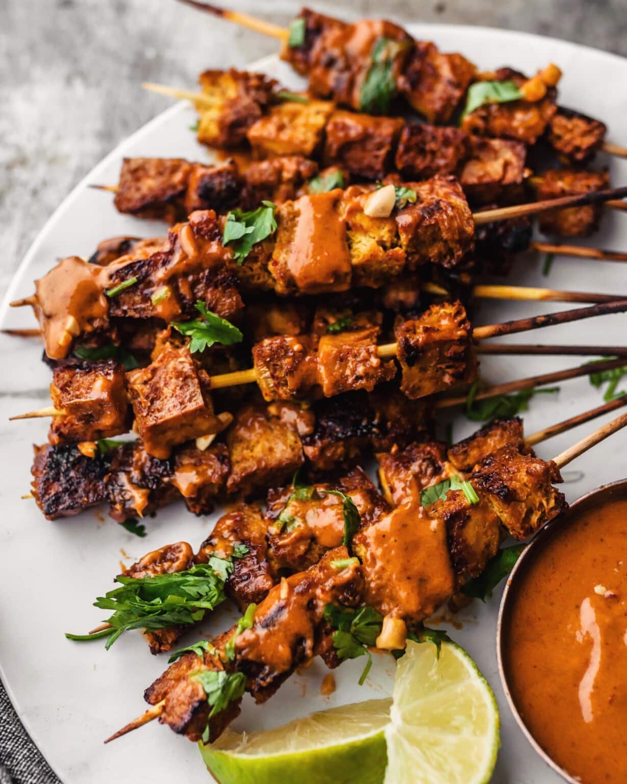 Baked Tofu Satay with Peanut Sauce